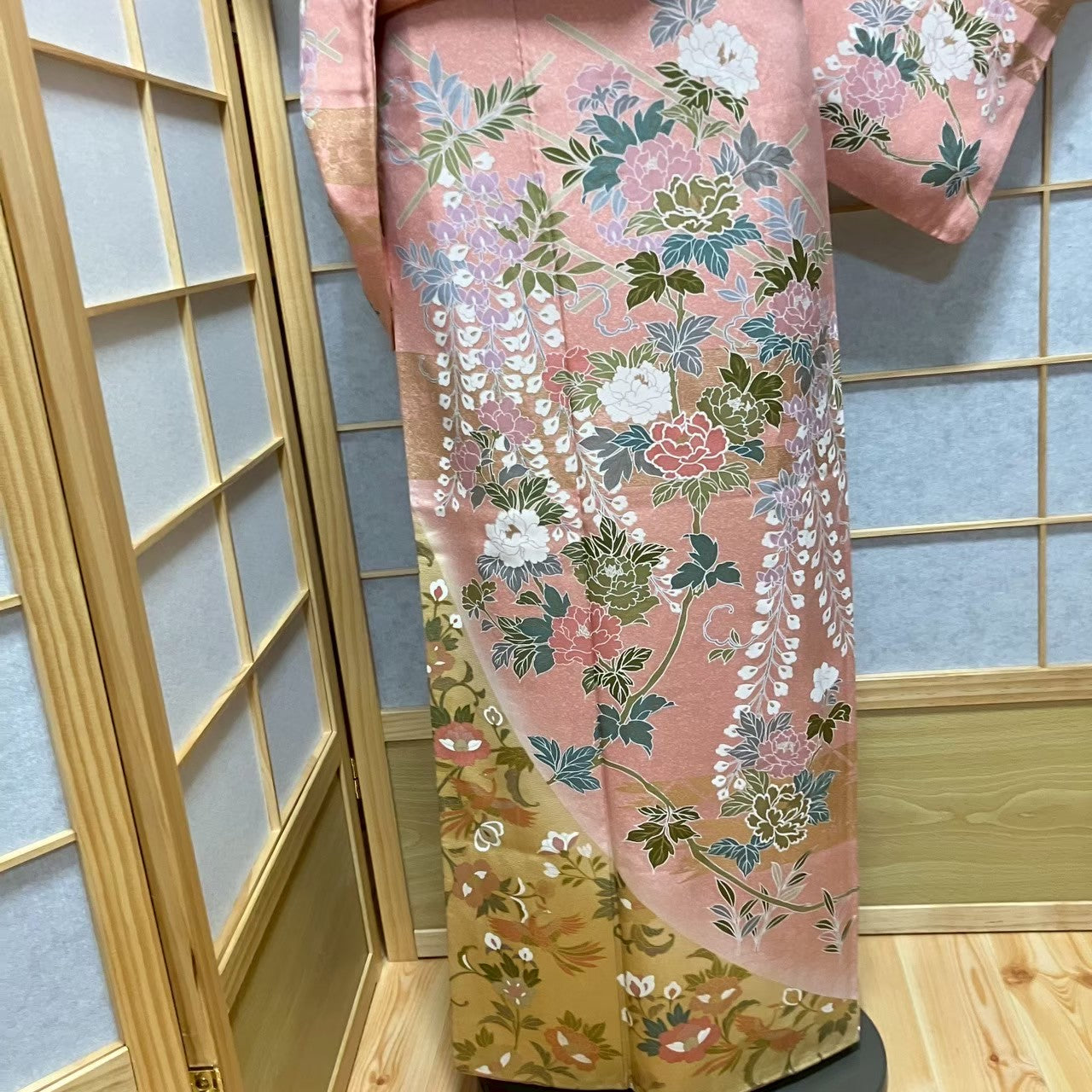 5810# Japanese Kimono Vintage Womens Silk Fabric Robe Kimono only sold Pink