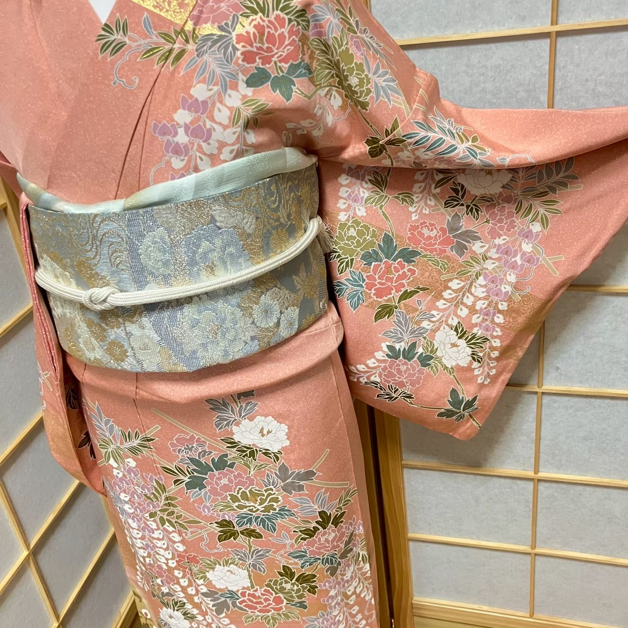 5810# Japanese Kimono Vintage Womens Silk Fabric Robe Kimono only sold Pink