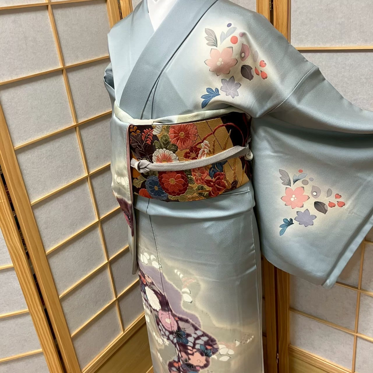5811# Japanese Kimono Vintage Womens Silk Fabric Robe Kimono only sold