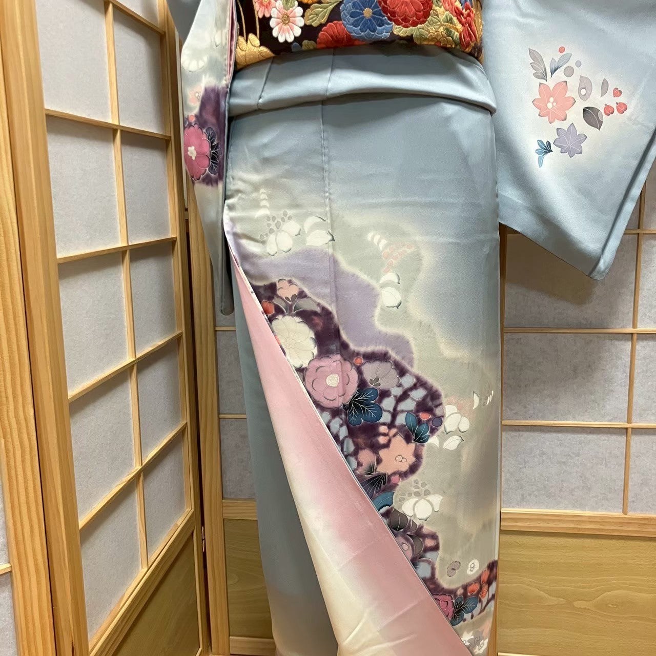 5811# Japanese Kimono Vintage Womens Silk Fabric Robe Kimono only sold