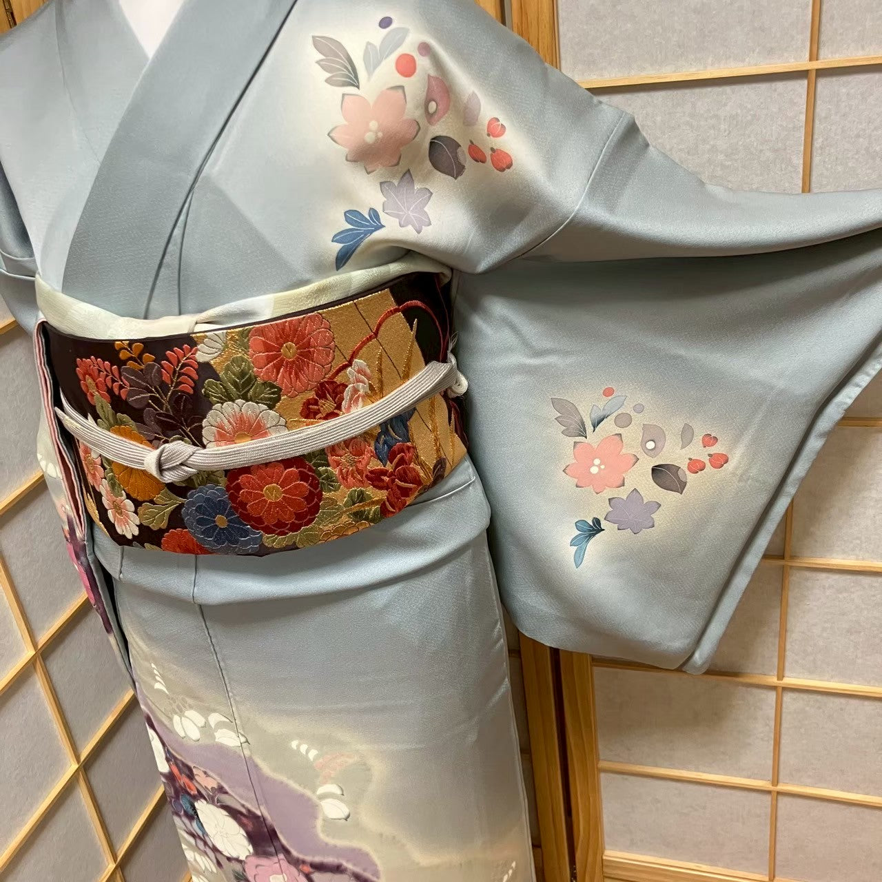 5811# Japanese Kimono Vintage Womens Silk Fabric Robe Kimono only sold