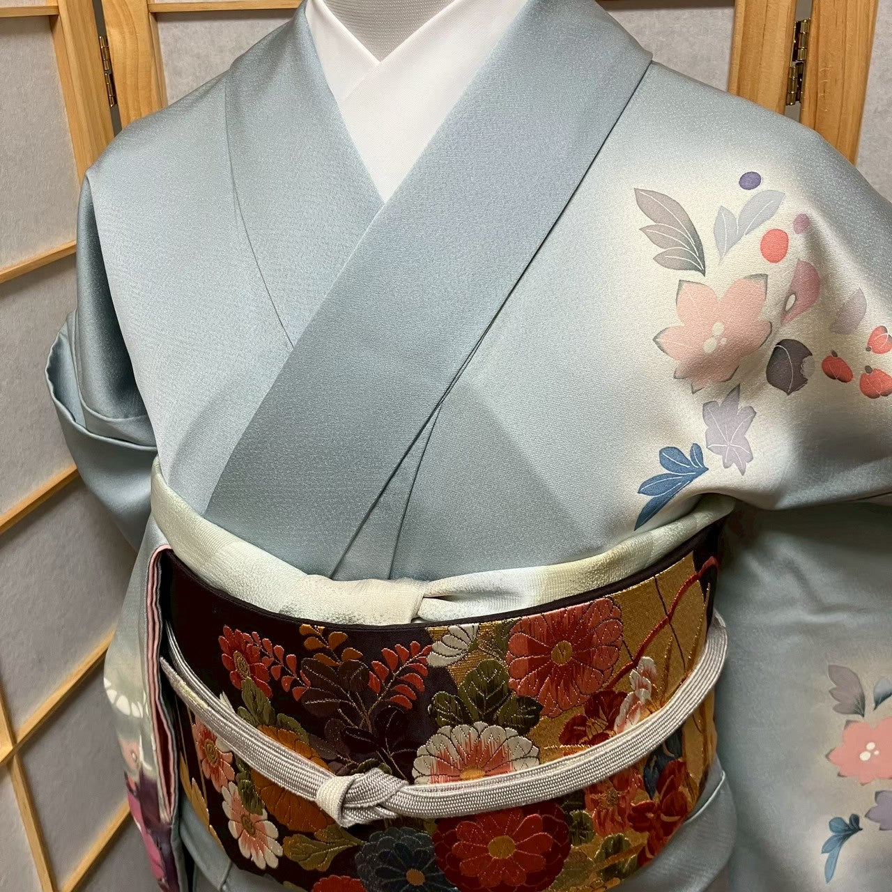 5811# Japanese Kimono Vintage Womens Silk Fabric Robe Kimono only sold