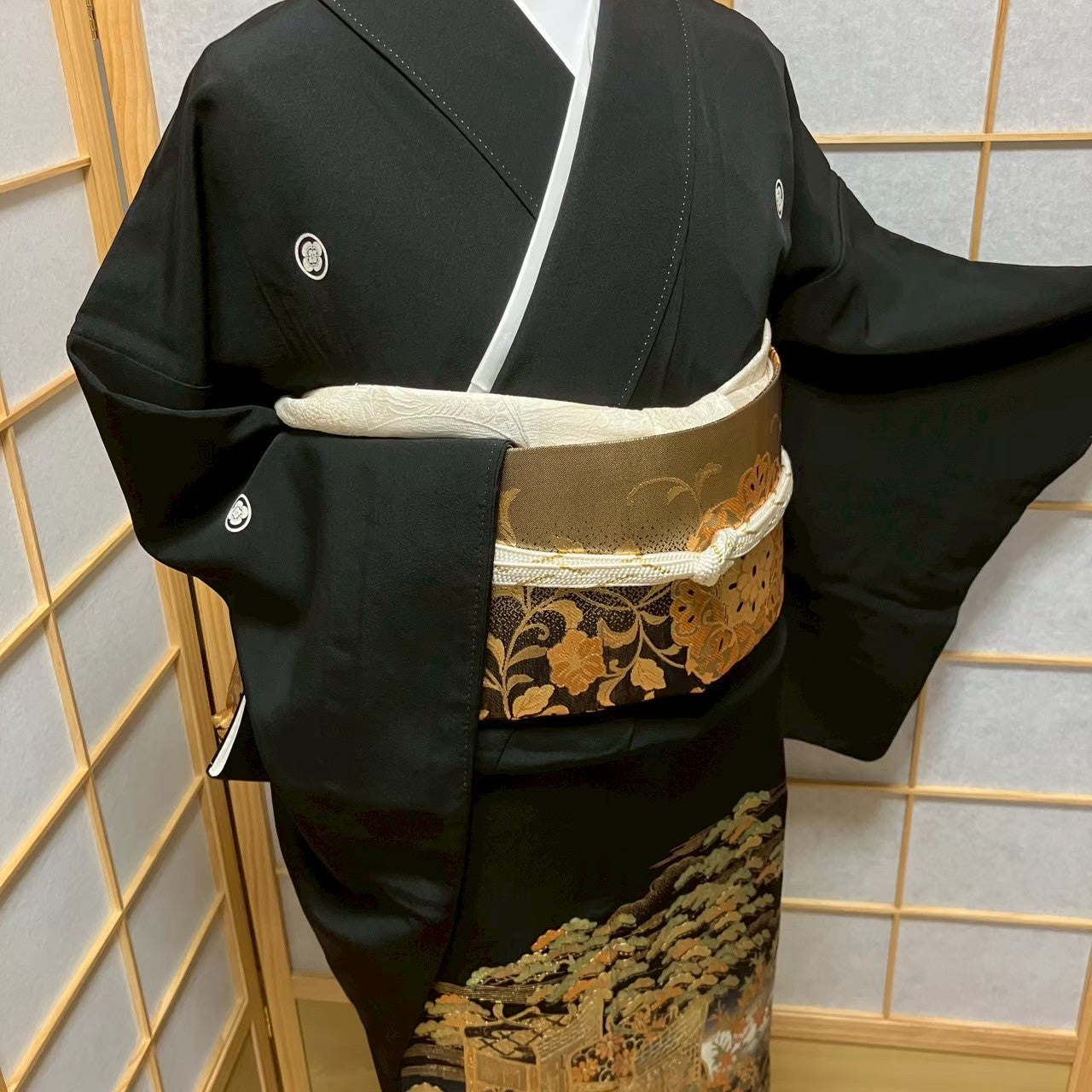 5812# Japanese Tomesode Kimono Vintage Womens Silk Fabric Robe Kimono only sold