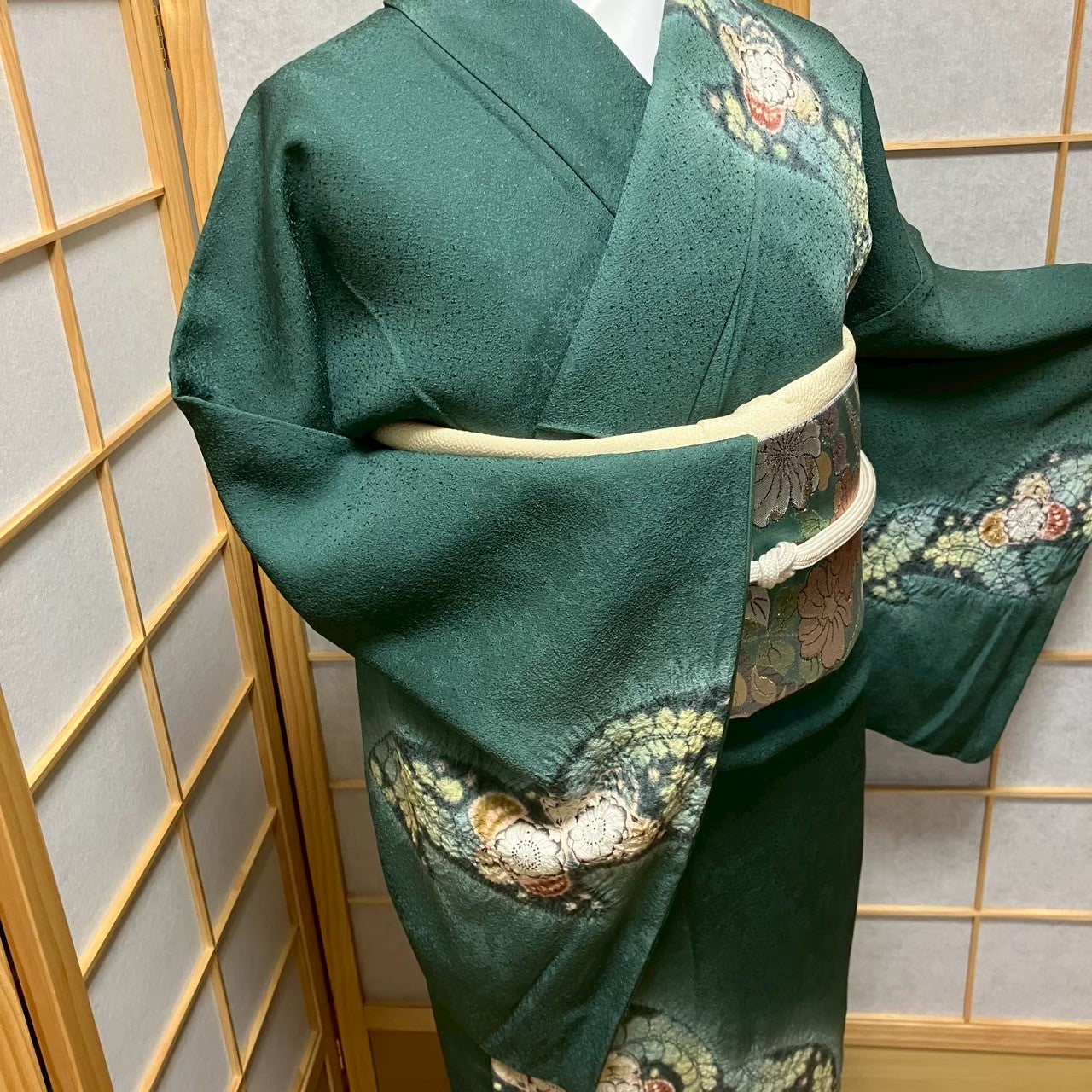 5813# Japanese Kimono Vintage Womens Silk Fabric Robe Kimono only sold Shibori