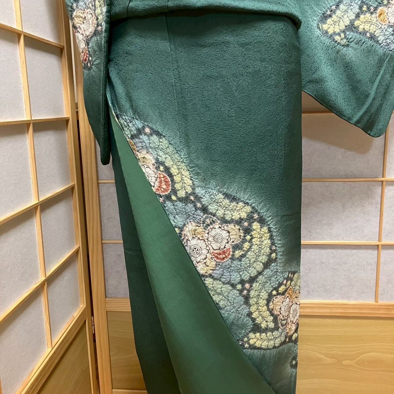 5813# Japanese Kimono Vintage Womens Silk Fabric Robe Kimono only sold Shibori