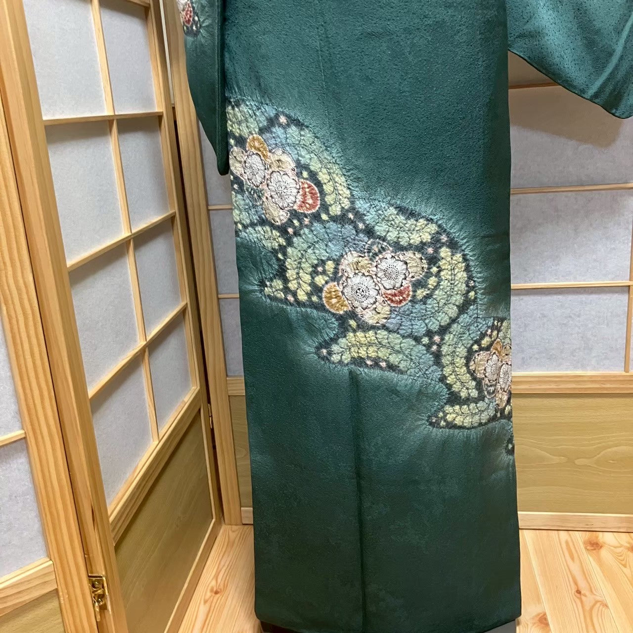 5813# Japanese Kimono Vintage Womens Silk Fabric Robe Kimono only sold Shibori