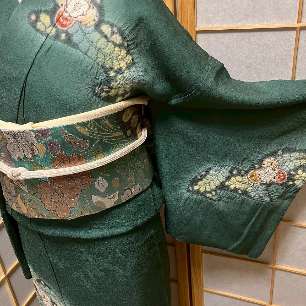 5813# Japanese Kimono Vintage Womens Silk Fabric Robe Kimono only sold Shibori