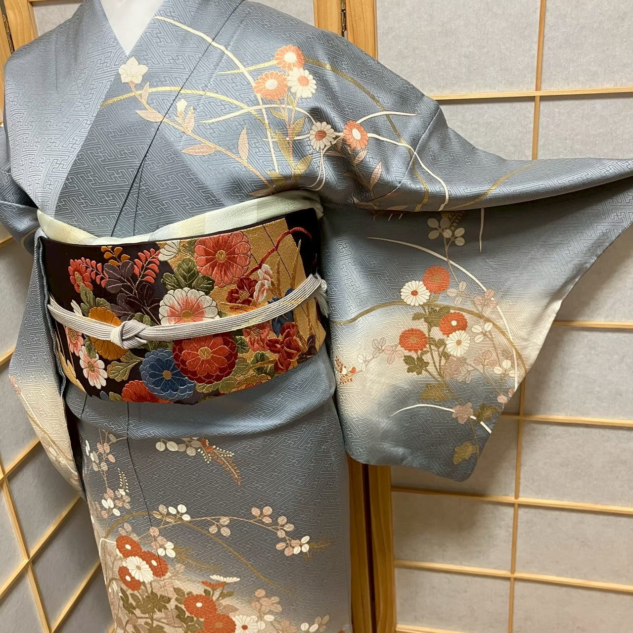 5800# Japanese Kimono Vintage Womens Silk Fabric Robe Kimono only sold