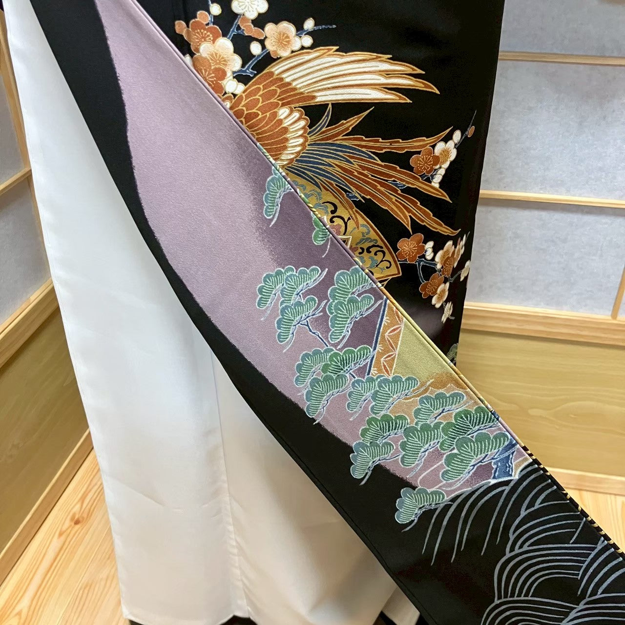 5814# Japanese Tomesode Kimono Vintage Womens Silk Fabric Robe Kimono only sold
