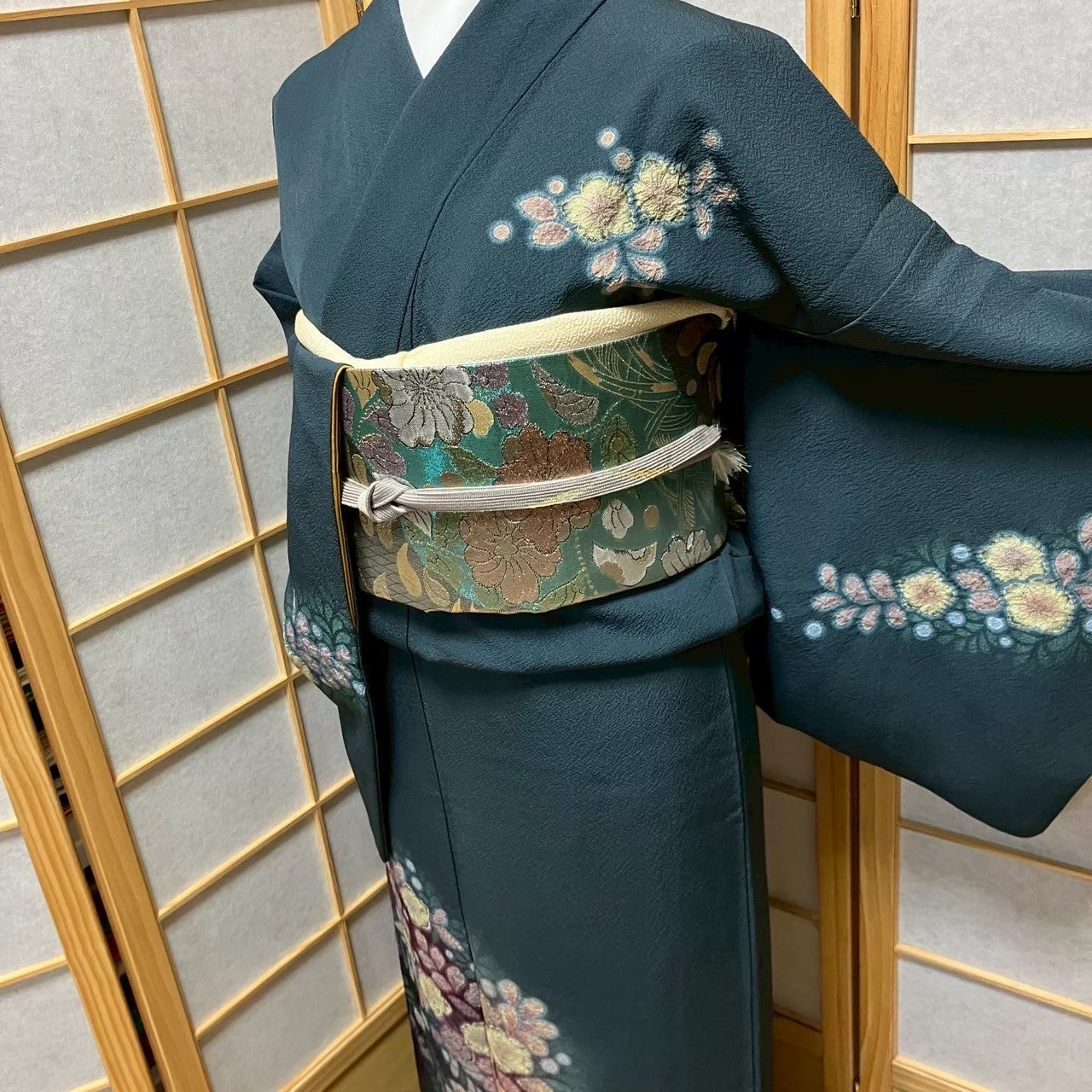 5818# Japanese Kimono Vintage Womens Silk Fabric Robe Kimono only sold