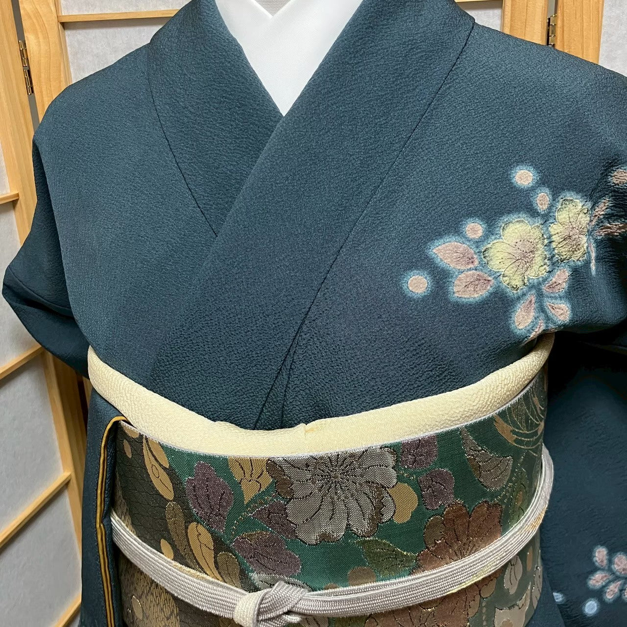 5818# Japanese Kimono Vintage Womens Silk Fabric Robe Kimono only sold