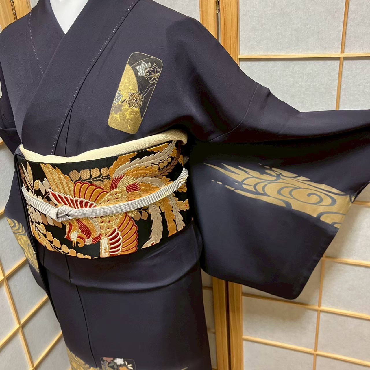 5819# Japanese Kimono Vintage Womens Silk Fabric Robe Kimono only sold