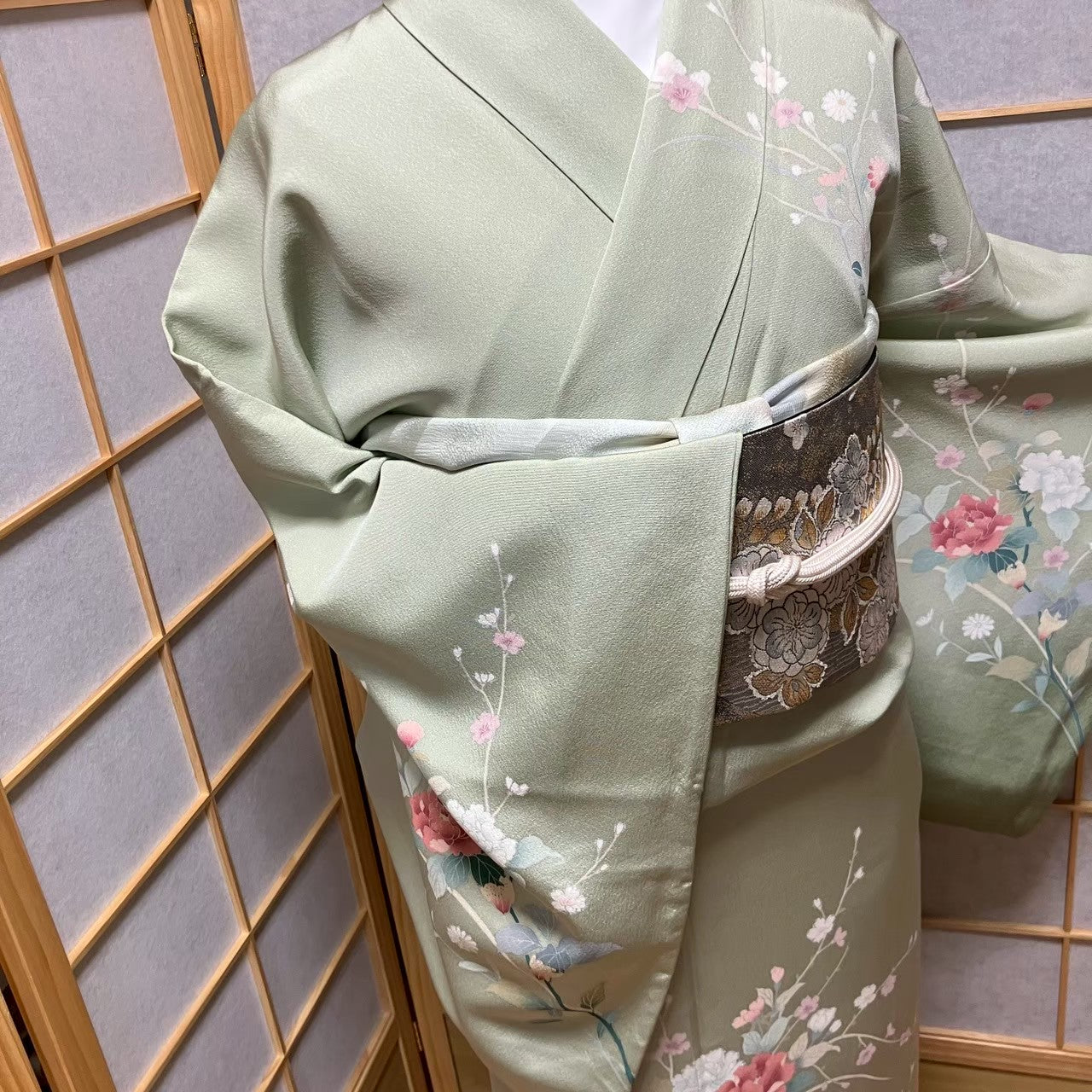 5820# Japanese Kimono Vintage Womens Silk Fabric Robe Kimono only sold