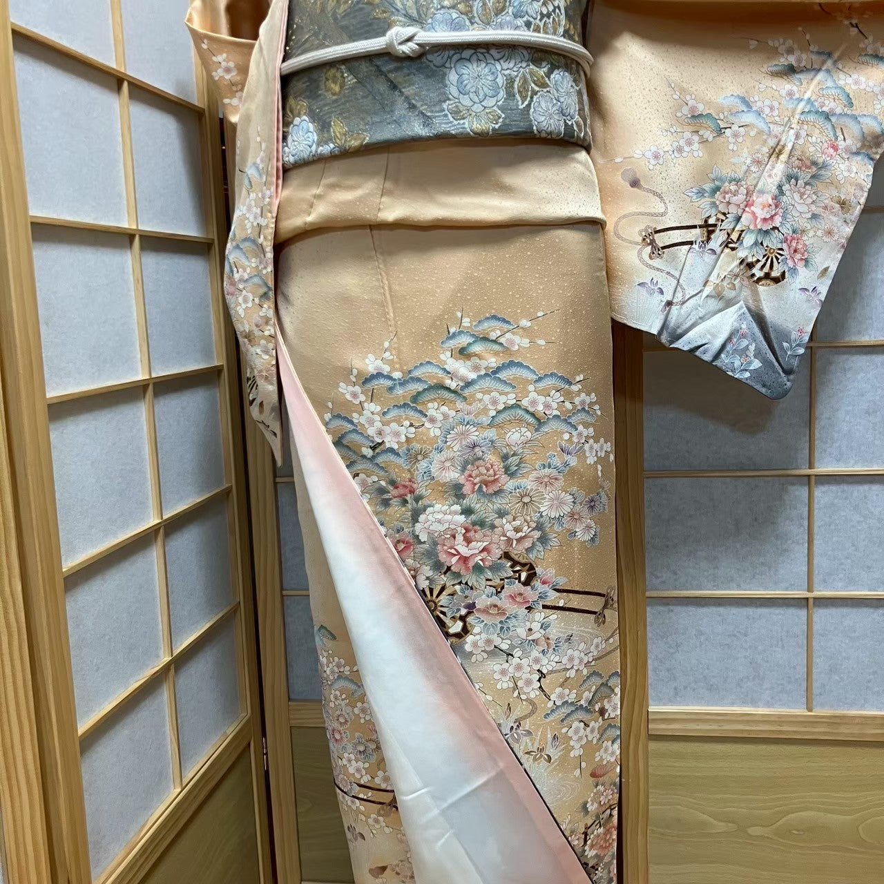 5816# Japanese Kimono Vintage Womens Silk Fabric Robe Kimono only sold
