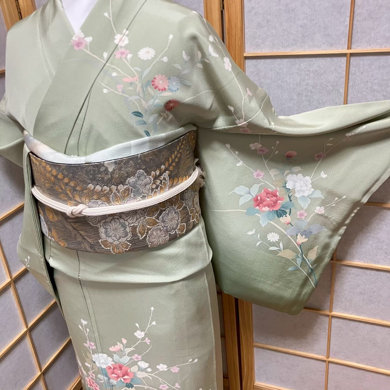 5820# Japanese Kimono Vintage Womens Silk Fabric Robe Kimono only sold