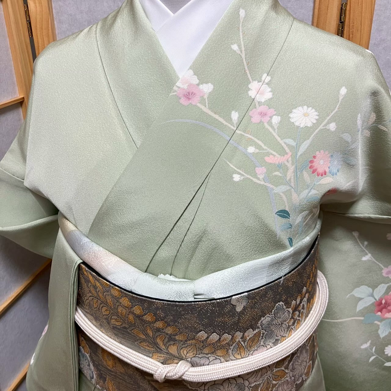 5820# Japanese Kimono Vintage Womens Silk Fabric Robe Kimono only sold