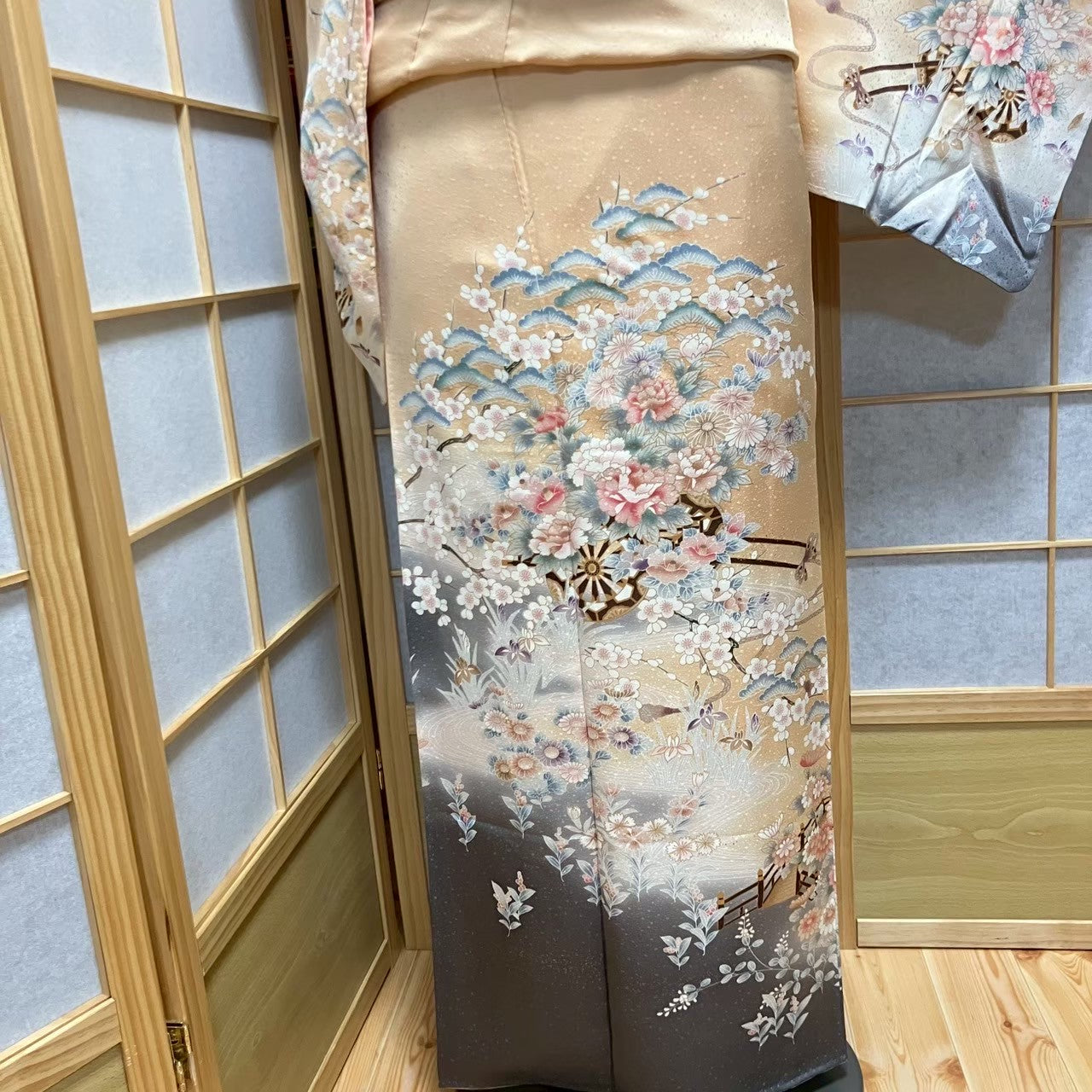 5816# Japanese Kimono Vintage Womens Silk Fabric Robe Kimono only sold