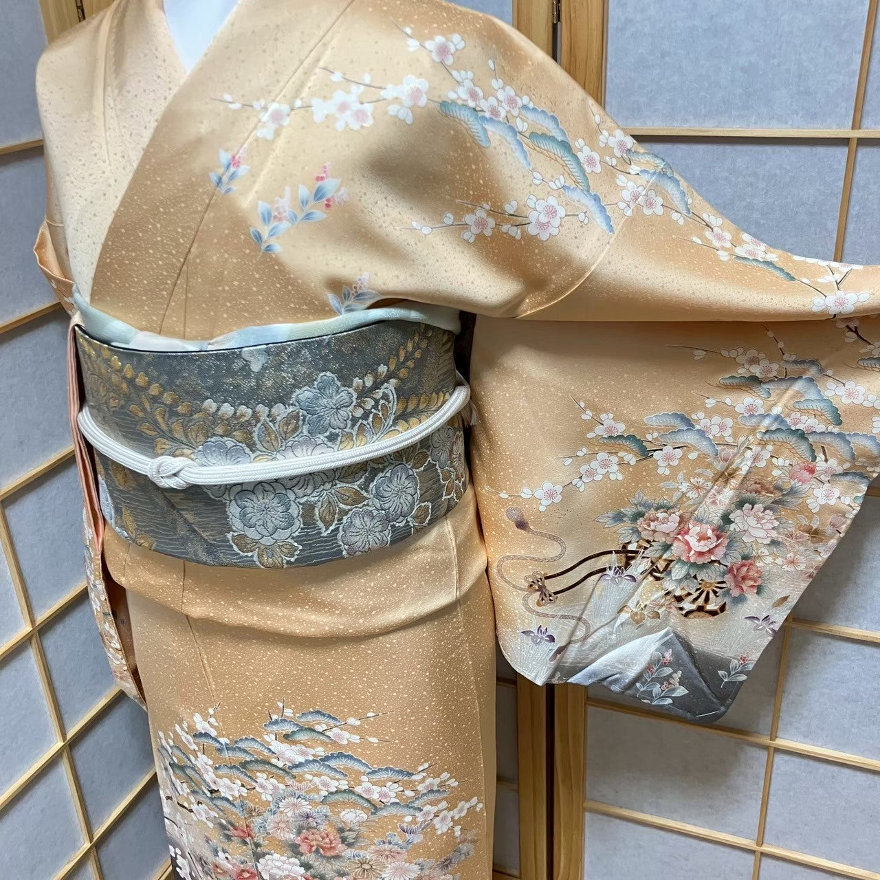 5816# Japanese Kimono Vintage Womens Silk Fabric Robe Kimono only sold