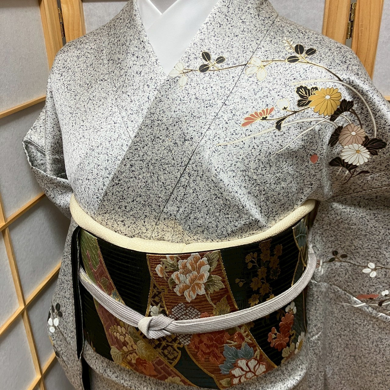 5830# Japanese Kimono Vintage Womens Silk Fabric Robe Kimono only sold