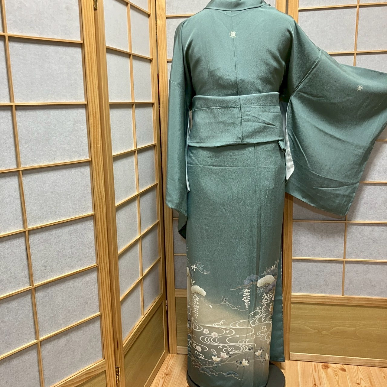 5832# Japanese Kimono Vintage Womens Silk Fabric Robe Kimono only sold Unused