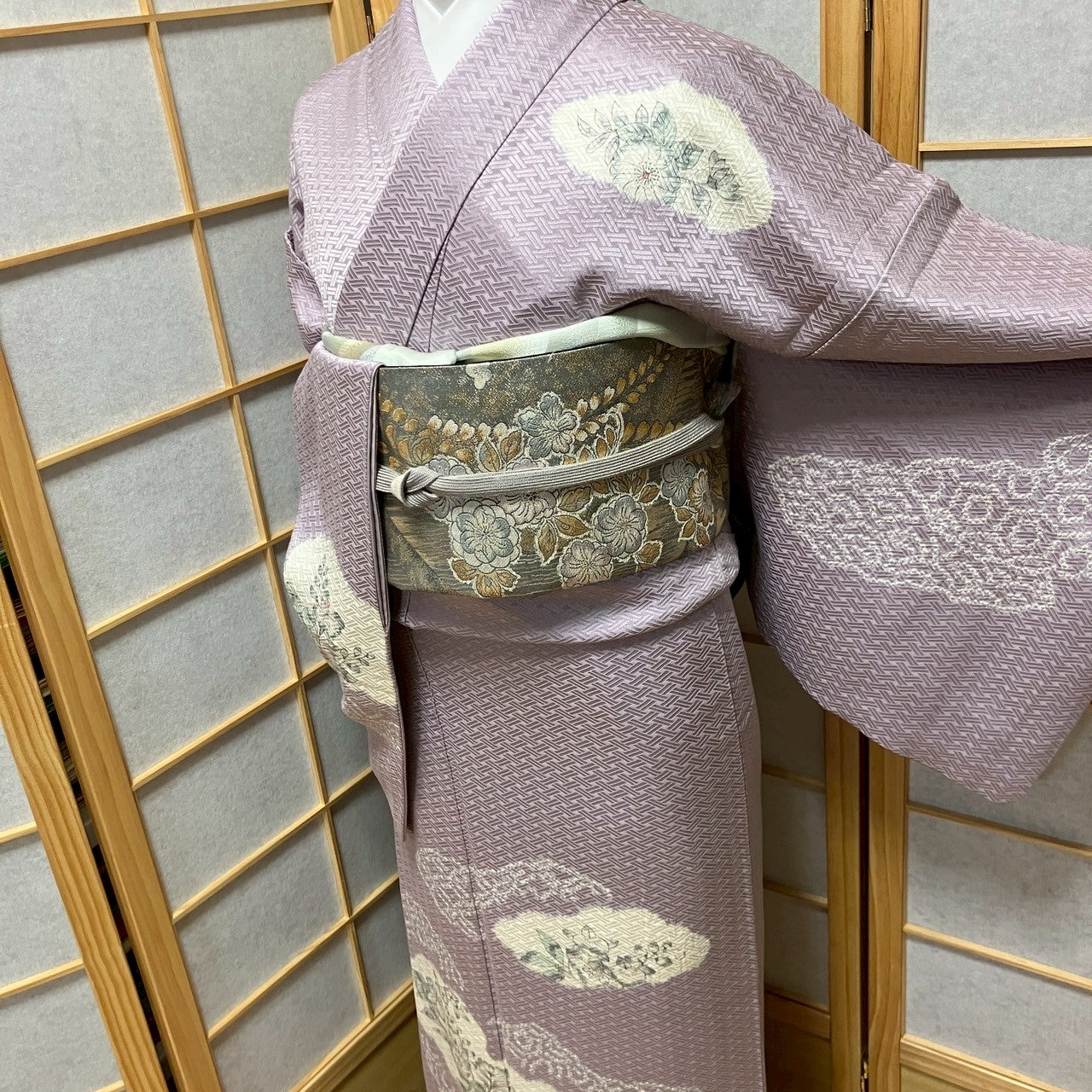 5833# Japanese Kimono Vintage Womens Silk Fabric Robe Kimono only sold Shibori