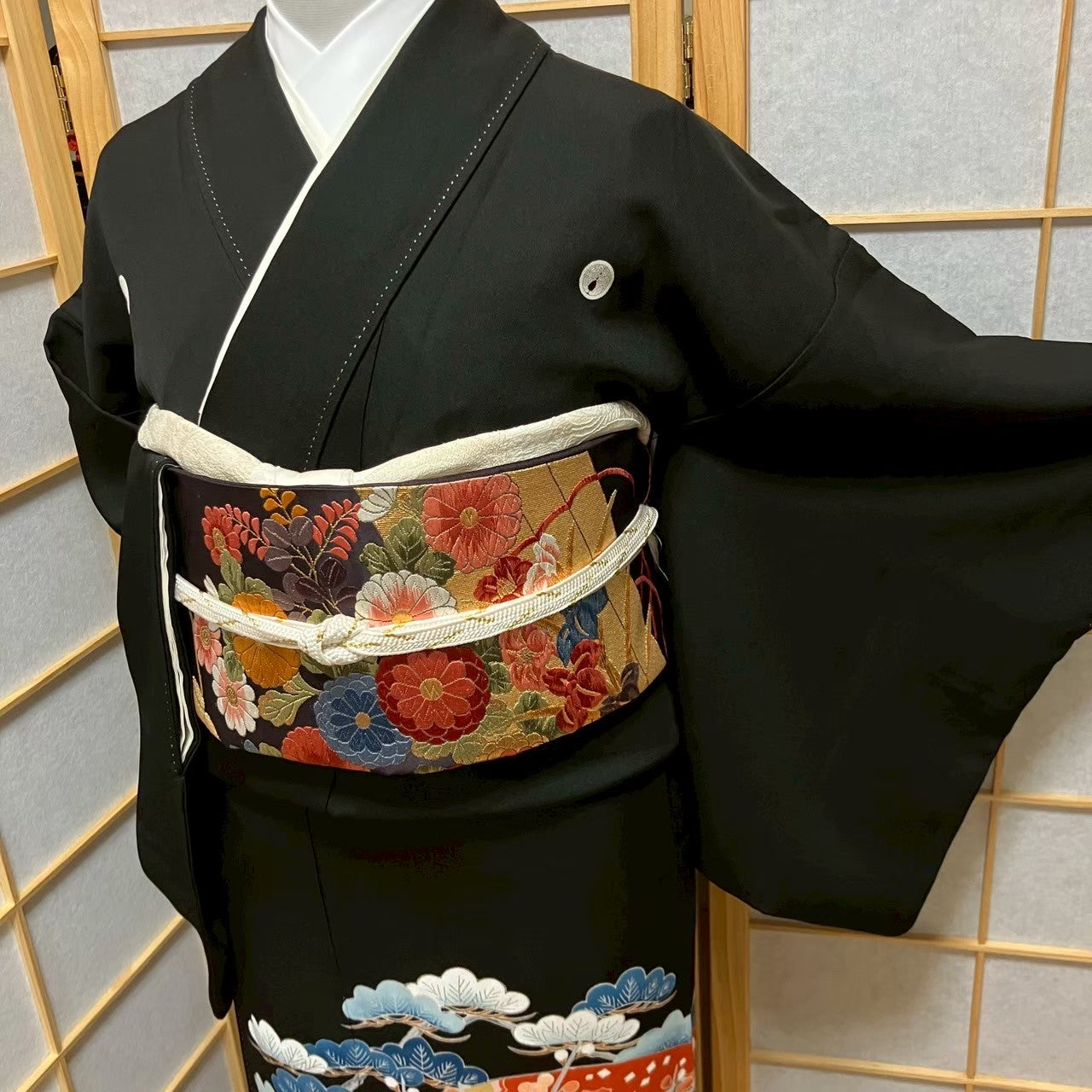 5835# Japanese Tomesode Kimono Vintage Womens Silk Fabric Robe Kimono only sold