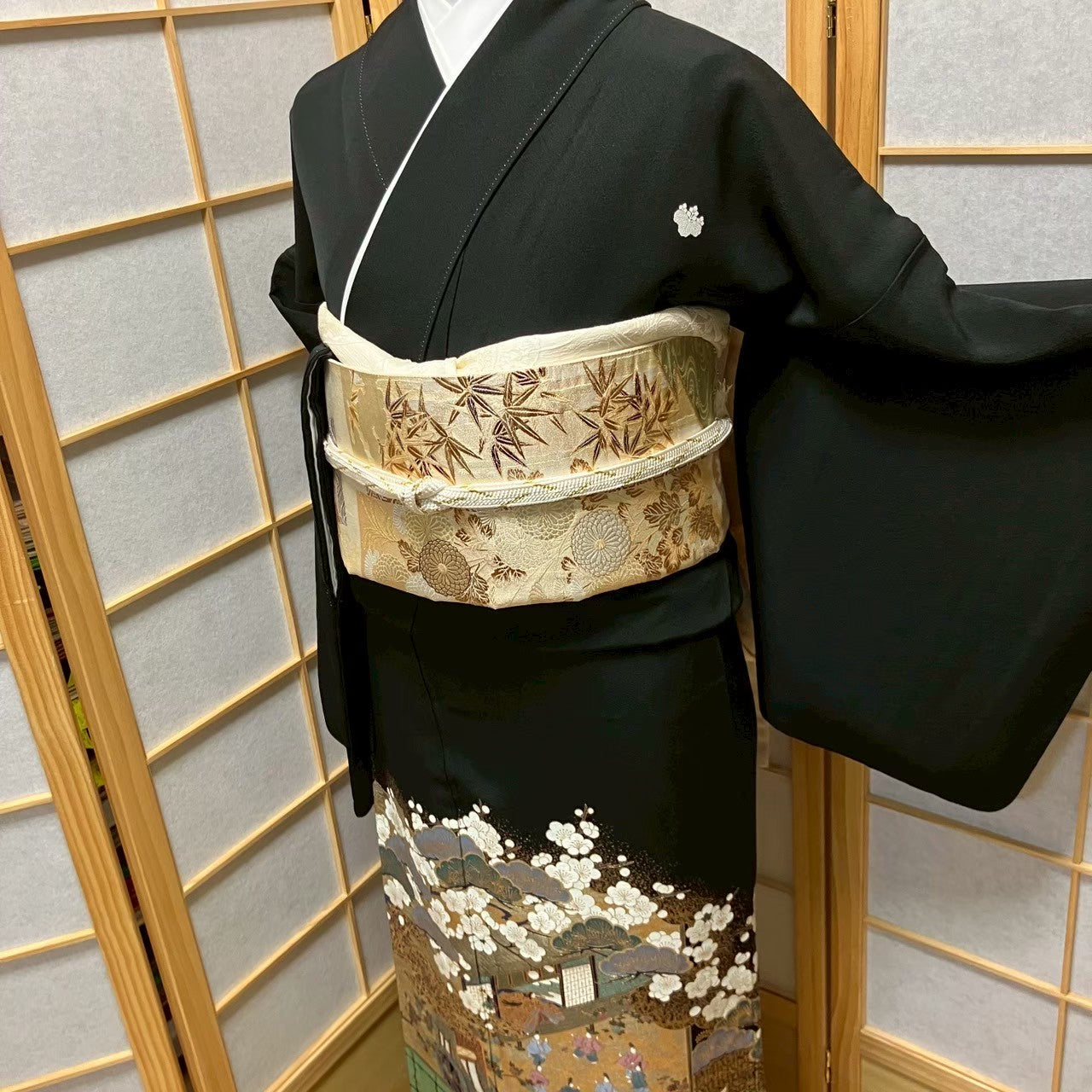 6089# Japanese Tomesode Kimono Vintage Womens Silk Fabric Robe Kimono only sold