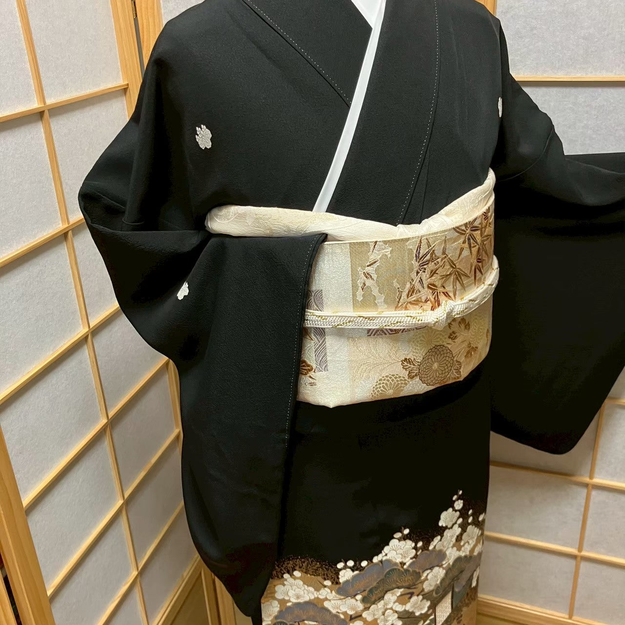 6089# Japanese Tomesode Kimono Vintage Womens Silk Fabric Robe Kimono only sold