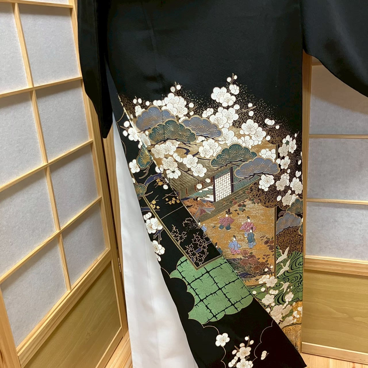 6089# Japanese Tomesode Kimono Vintage Womens Silk Fabric Robe Kimono only sold