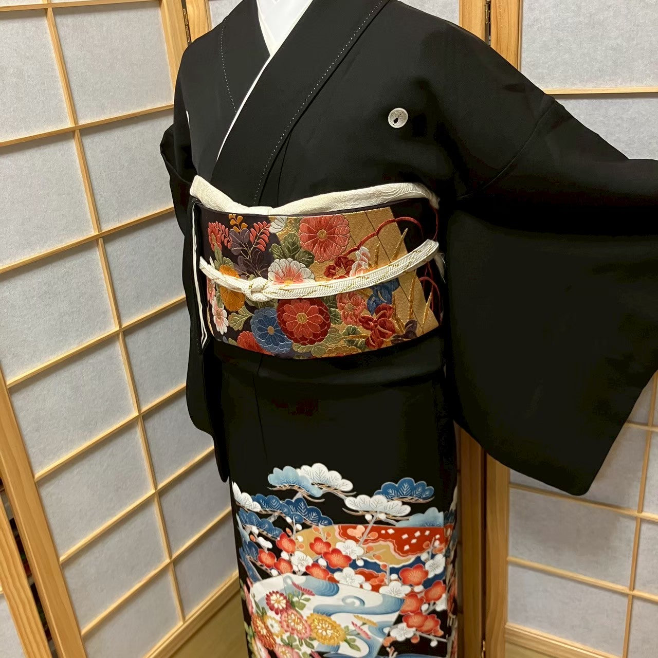 5835# Japanese Tomesode Kimono Vintage Womens Silk Fabric Robe Kimono only sold