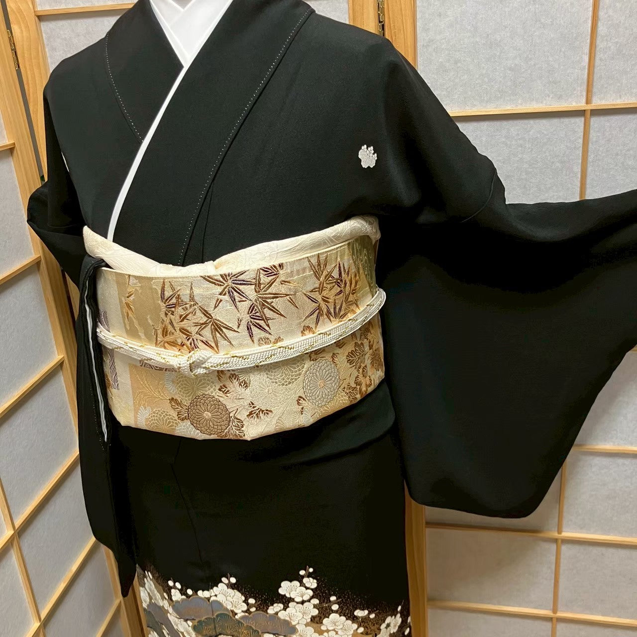 6089# Japanese Tomesode Kimono Vintage Womens Silk Fabric Robe Kimono only sold