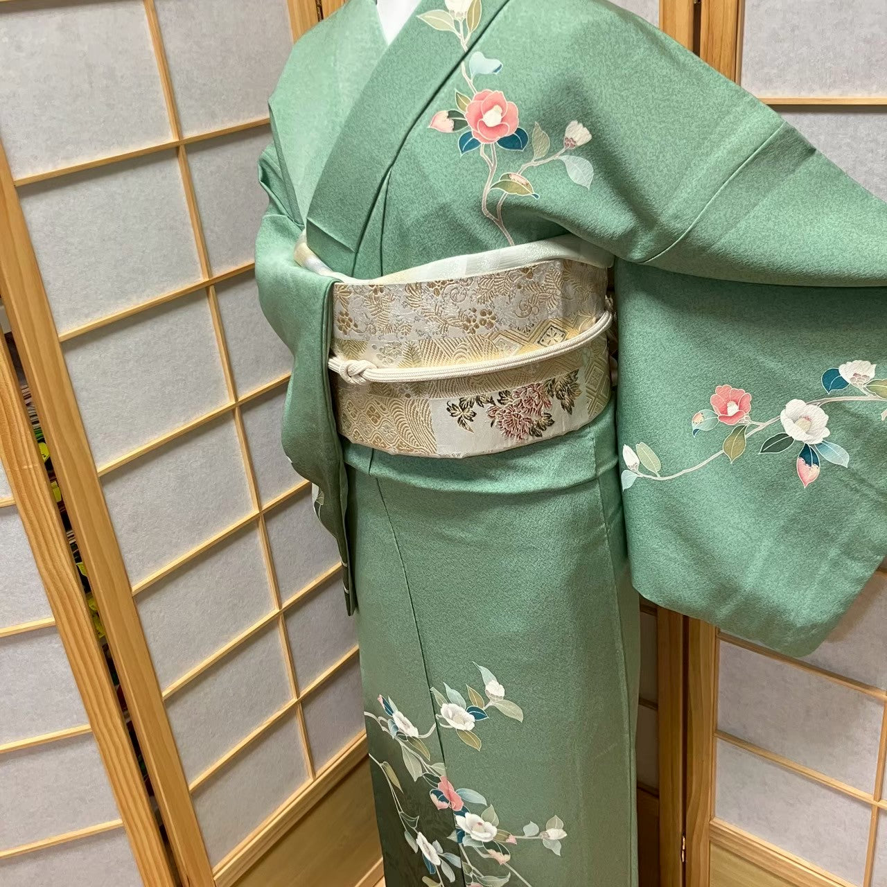 6090# Japanese Kimono Vintage Womens Silk Fabric Robe Kimono only sold