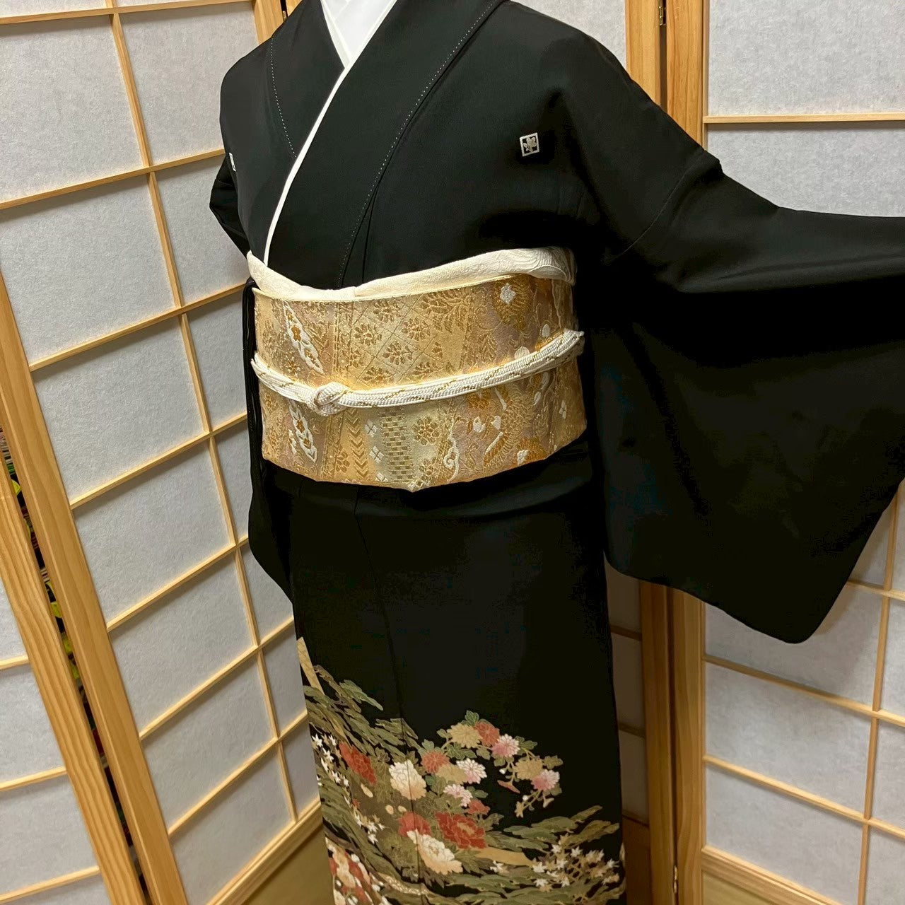 6091# Japanese Tomesode Kimono Vintage Womens Silk Fabric Robe Kimono only sold