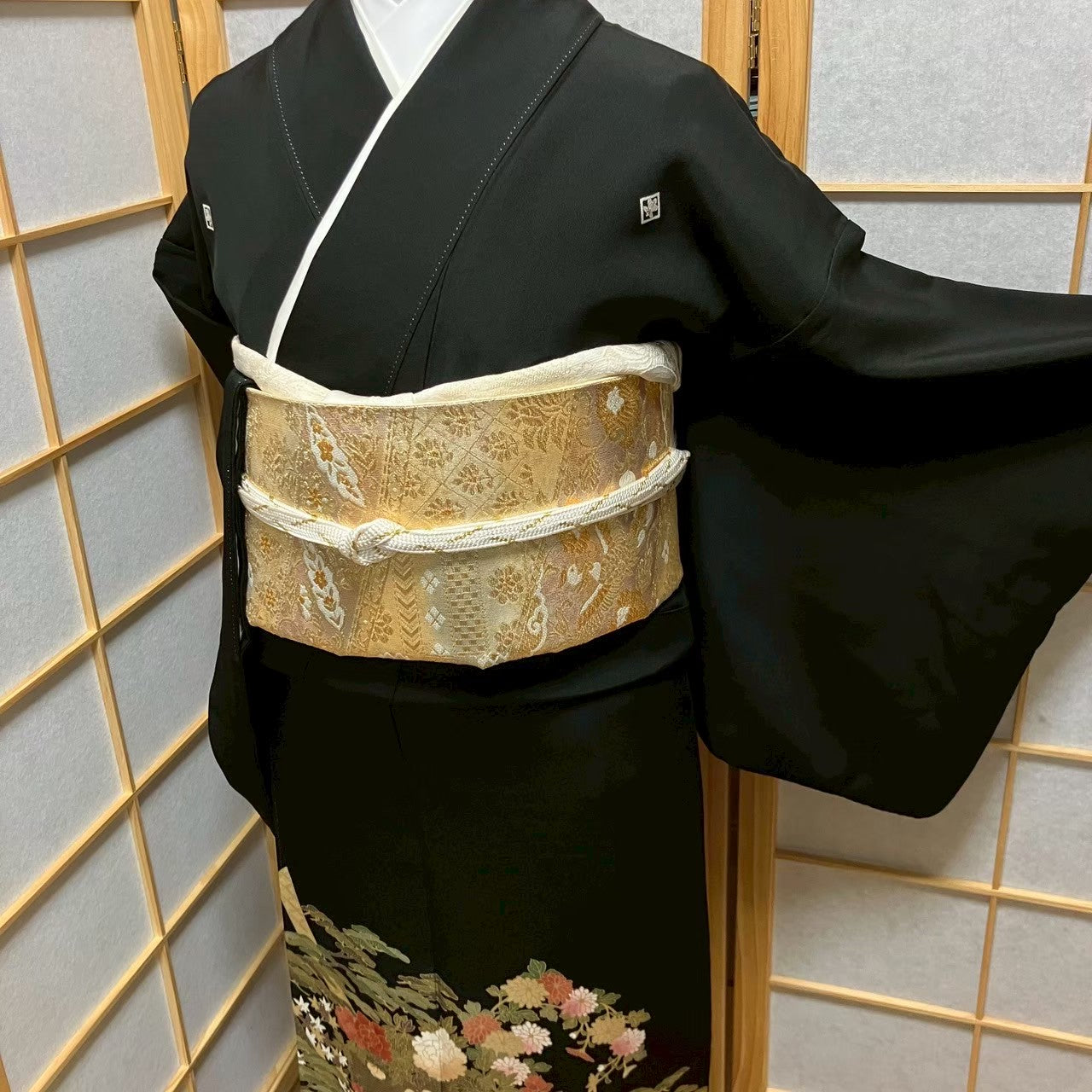 6091# Japanese Tomesode Kimono Vintage Womens Silk Fabric Robe Kimono only sold