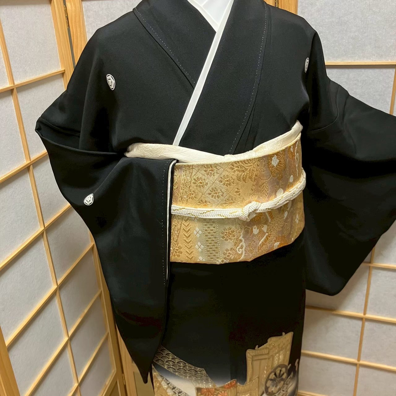 6092# Japanese Tomesode Kimono Vintage Womens Silk Fabric Robe Kimono only sold