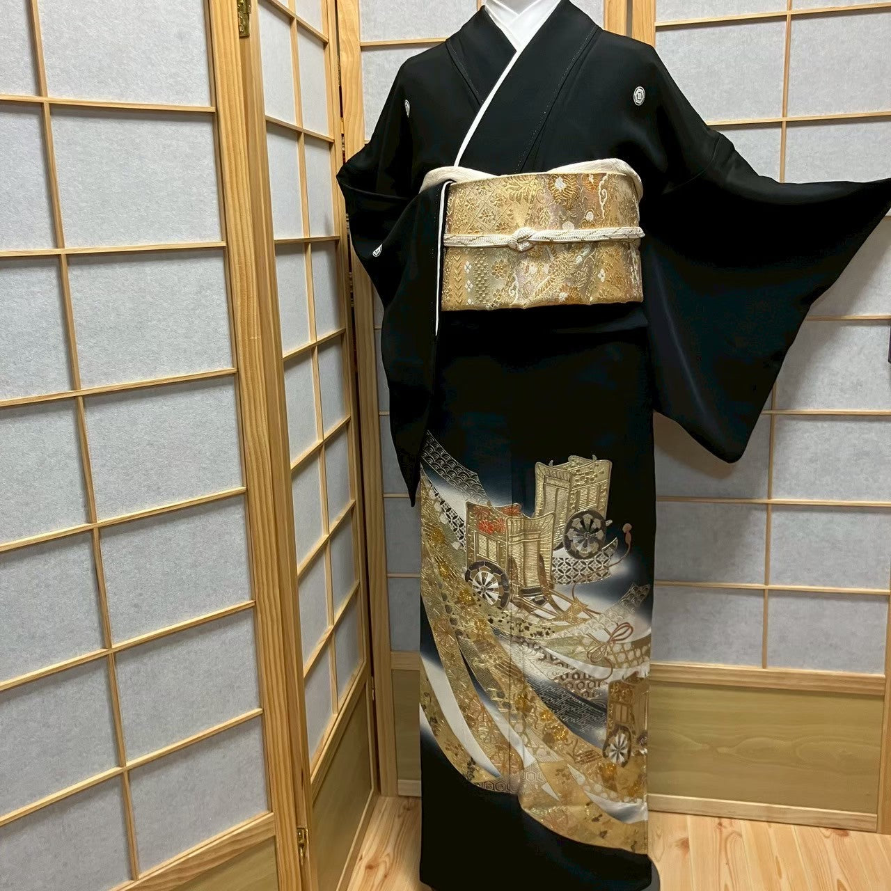6092# Japanese Tomesode Kimono Vintage Womens Silk Fabric Robe Kimono only sold