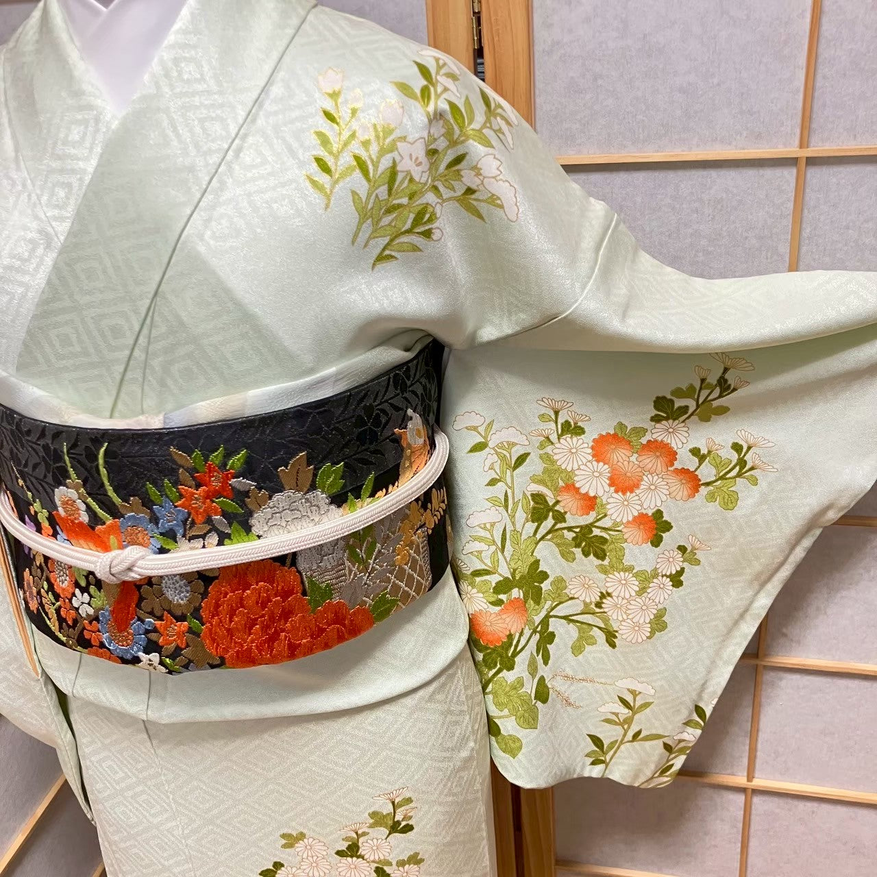 6093# Japanese Kimono Vintage Womens Silk Fabric Robe Kimono only sold