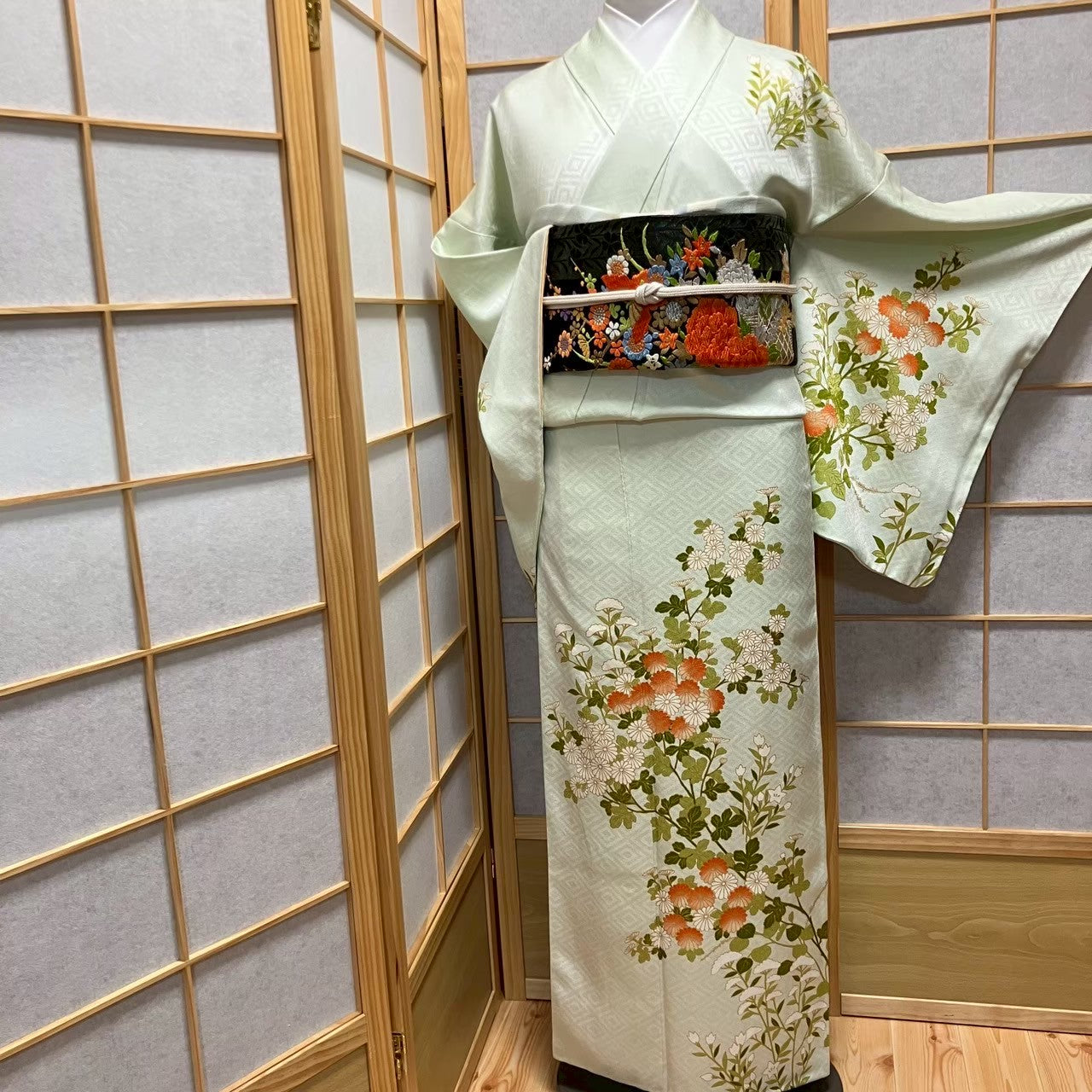 6093# Japanese Kimono Vintage Womens Silk Fabric Robe Kimono only sold