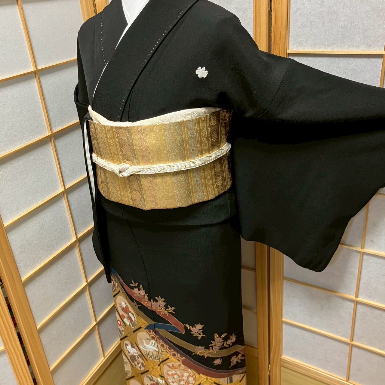 6102# Japanese Tomesode Kimono Vintage Womens Silk Fabric Robe Kimono only sold