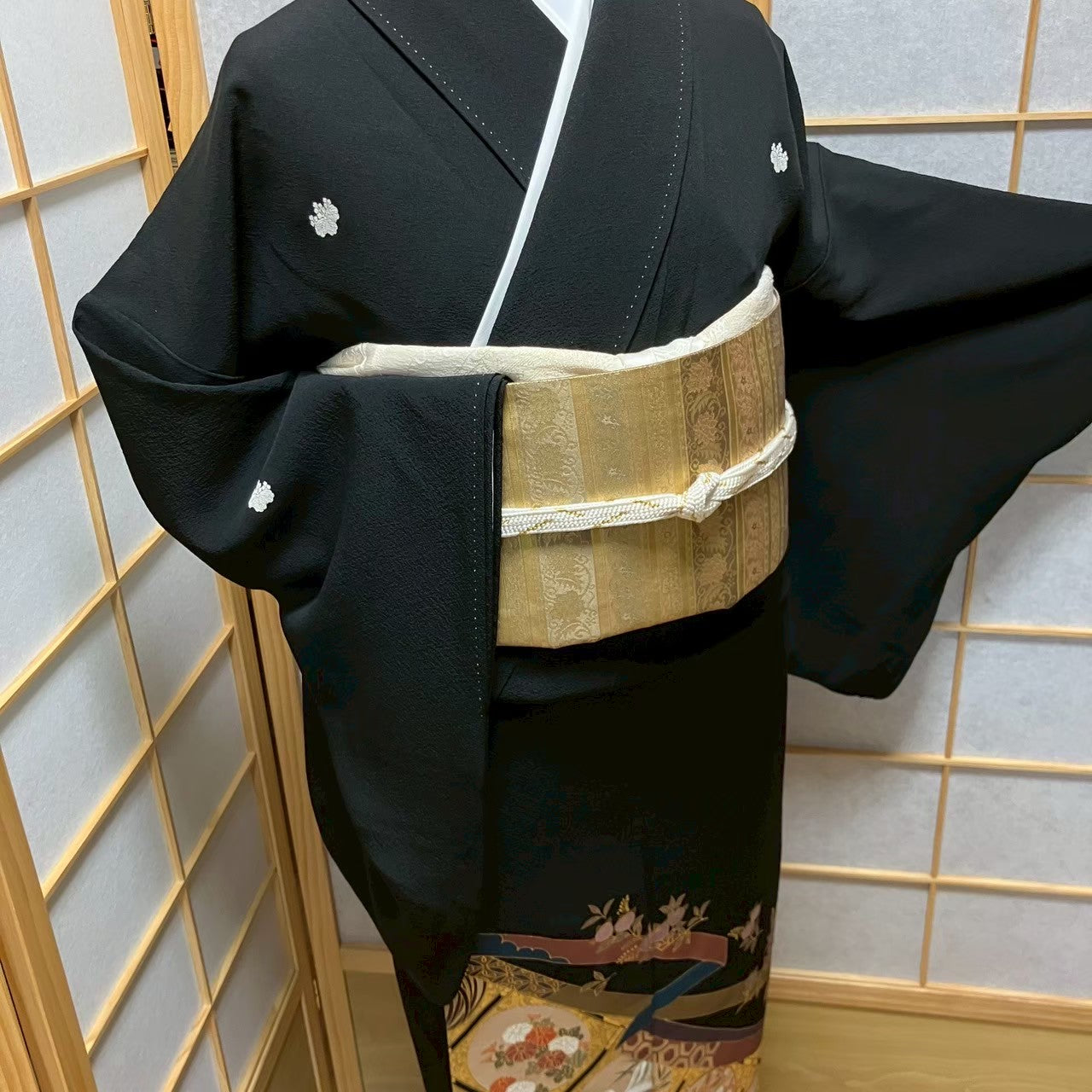 6102# Japanese Tomesode Kimono Vintage Womens Silk Fabric Robe Kimono only sold