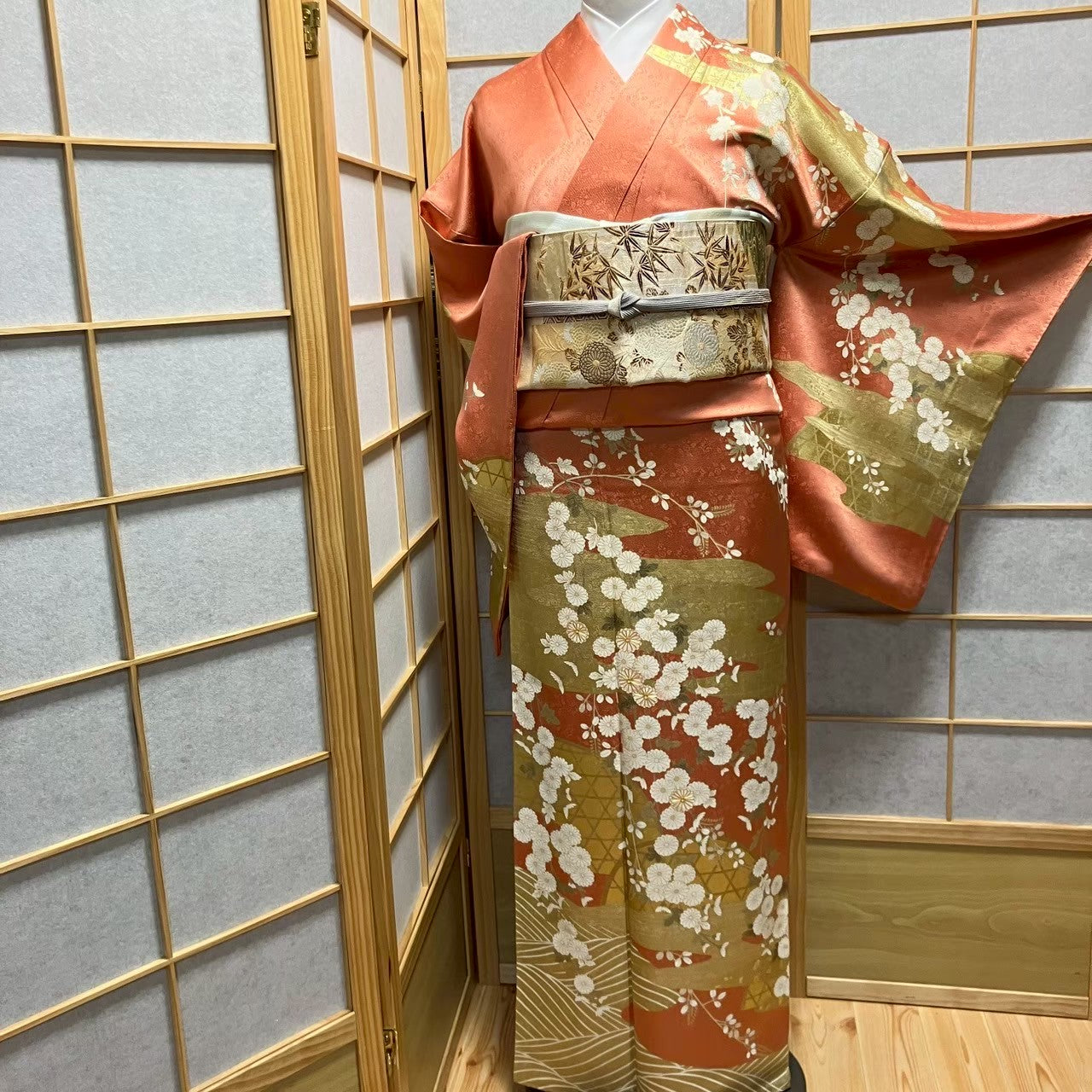 6106# Japanese Kimono Vintage Womens Silk Fabric Robe Kimono only sold