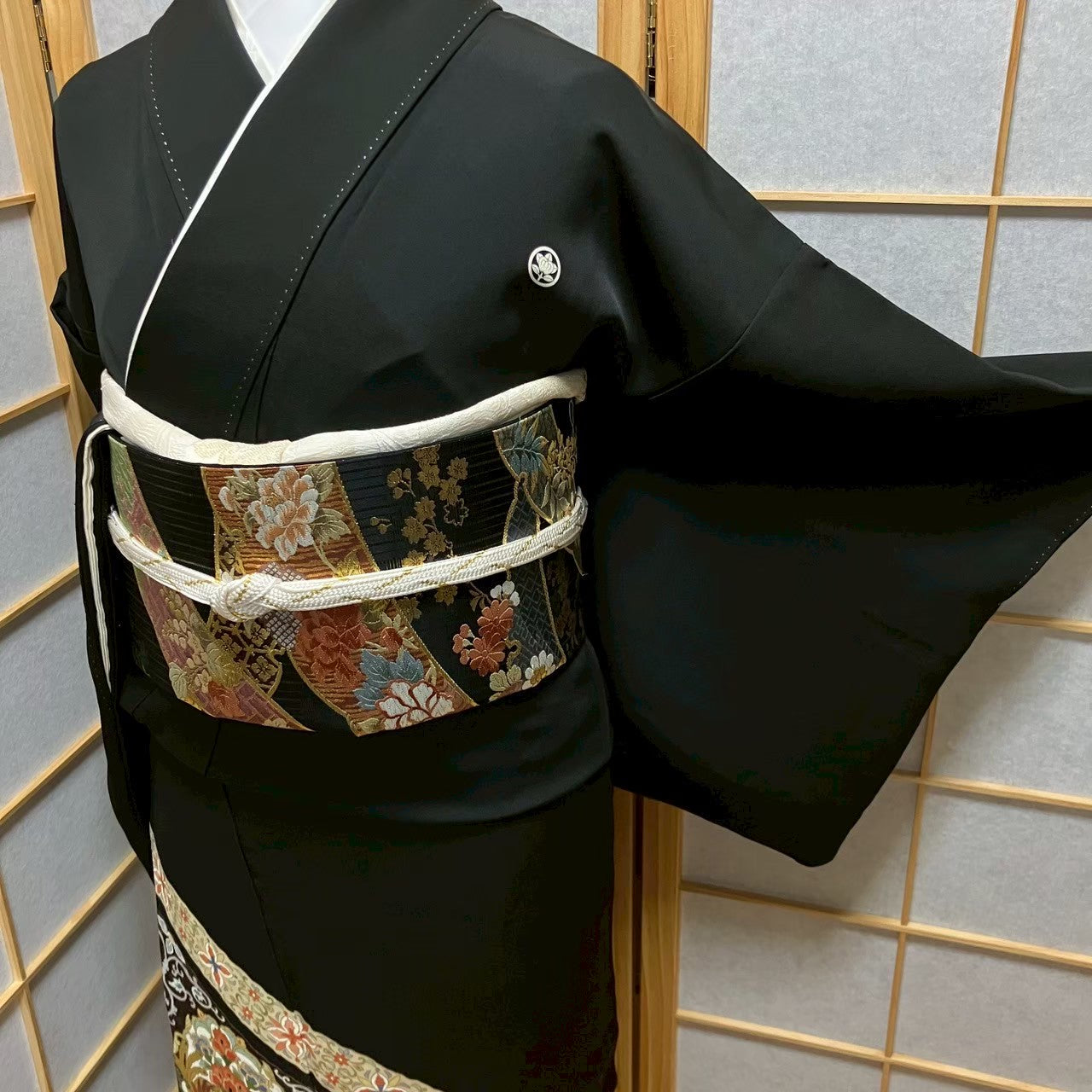 6109# Japanese Tomesode Kimono Vintage Womens Silk Fabric Robe Kimono only sold