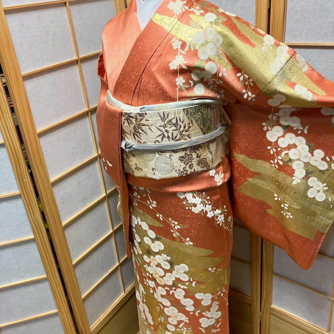 6106# Japanese Kimono Vintage Womens Silk Fabric Robe Kimono only sold