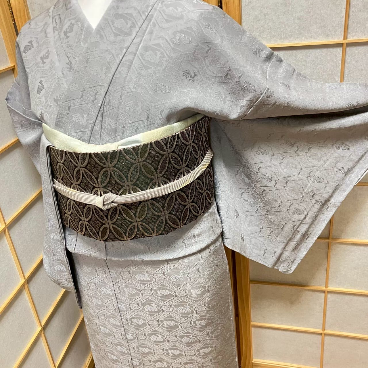 6110# Japanese Kimono Vintage Womens Silk Fabric Robe Kimono only sold