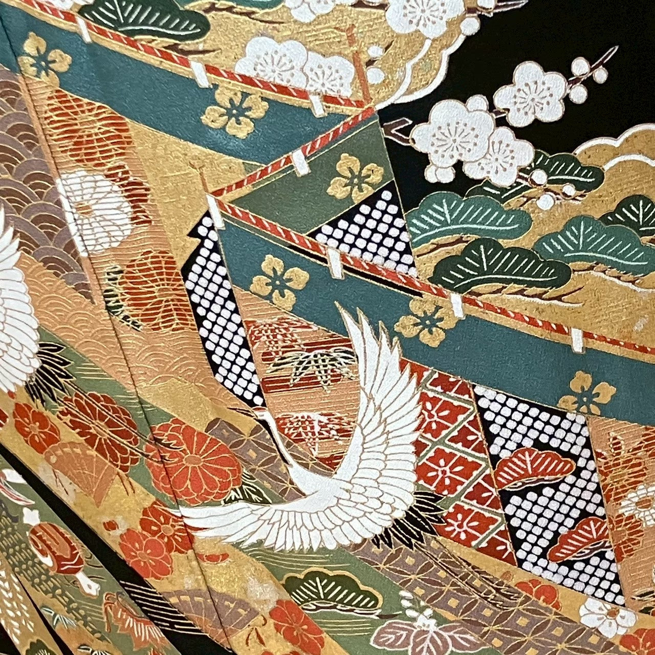 6105# Japanese Tomesode Kimono Vintage Womens Silk Fabric Robe Kimono only sold