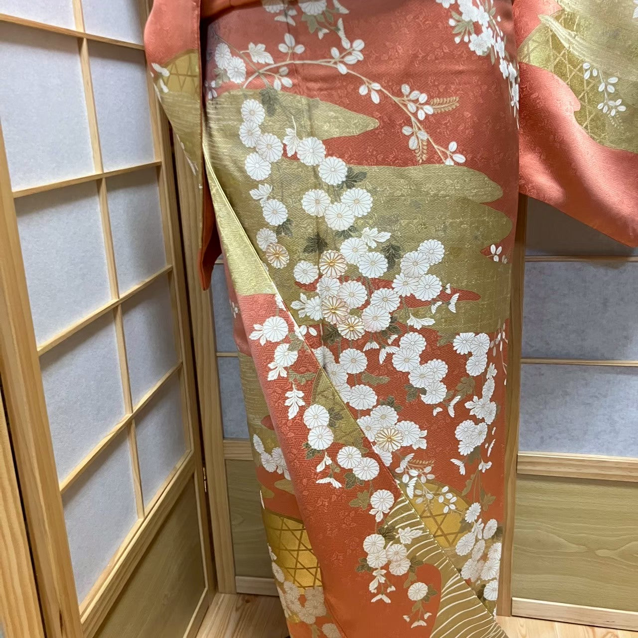 6106# Japanese Kimono Vintage Womens Silk Fabric Robe Kimono only sold