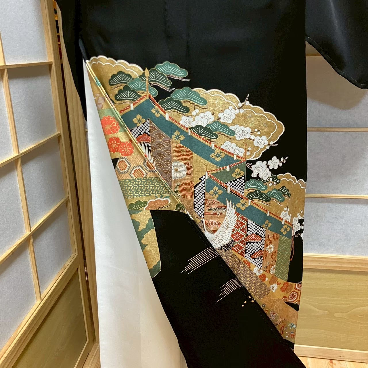 6105# Japanese Tomesode Kimono Vintage Womens Silk Fabric Robe Kimono only sold