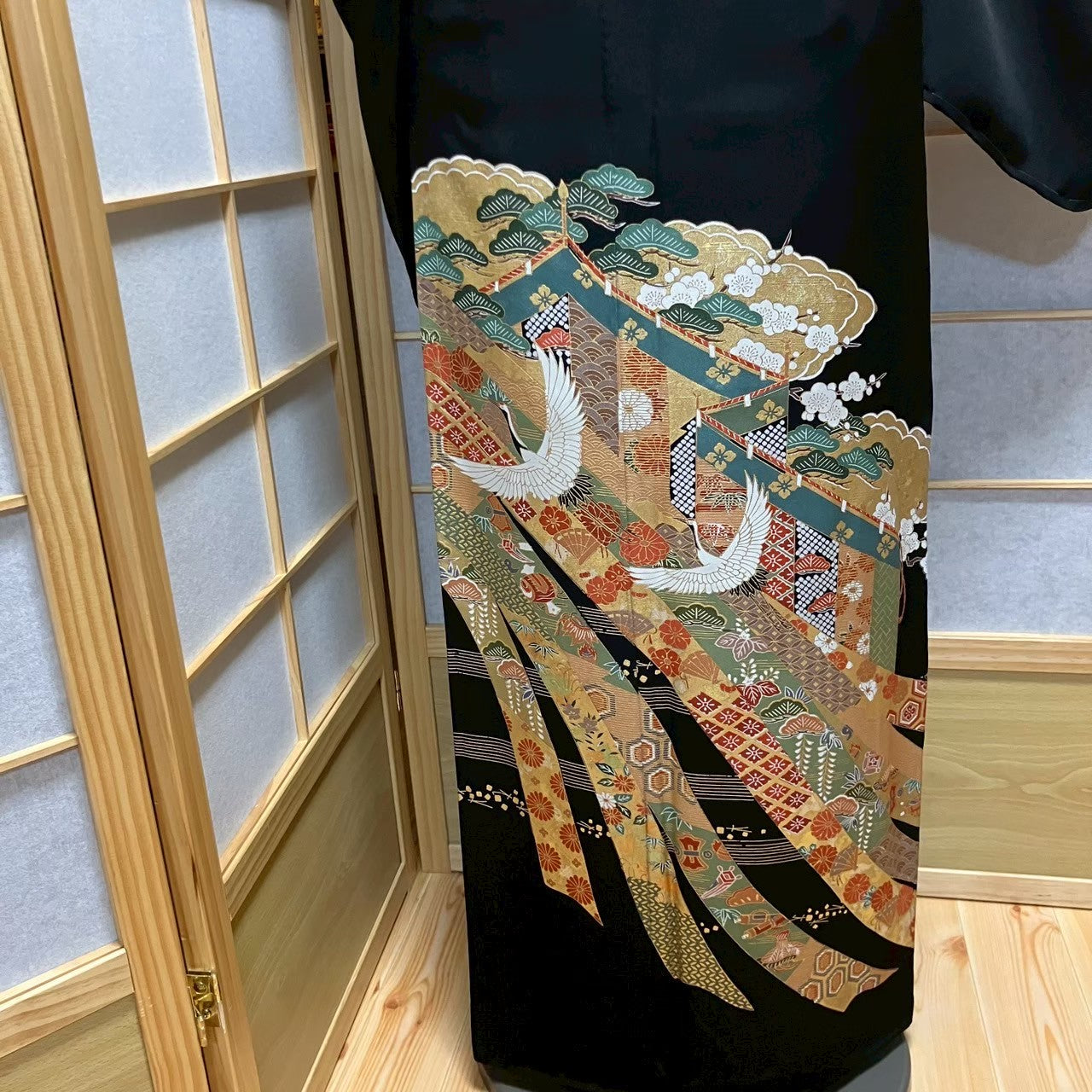 6105# Japanese Tomesode Kimono Vintage Womens Silk Fabric Robe Kimono only sold