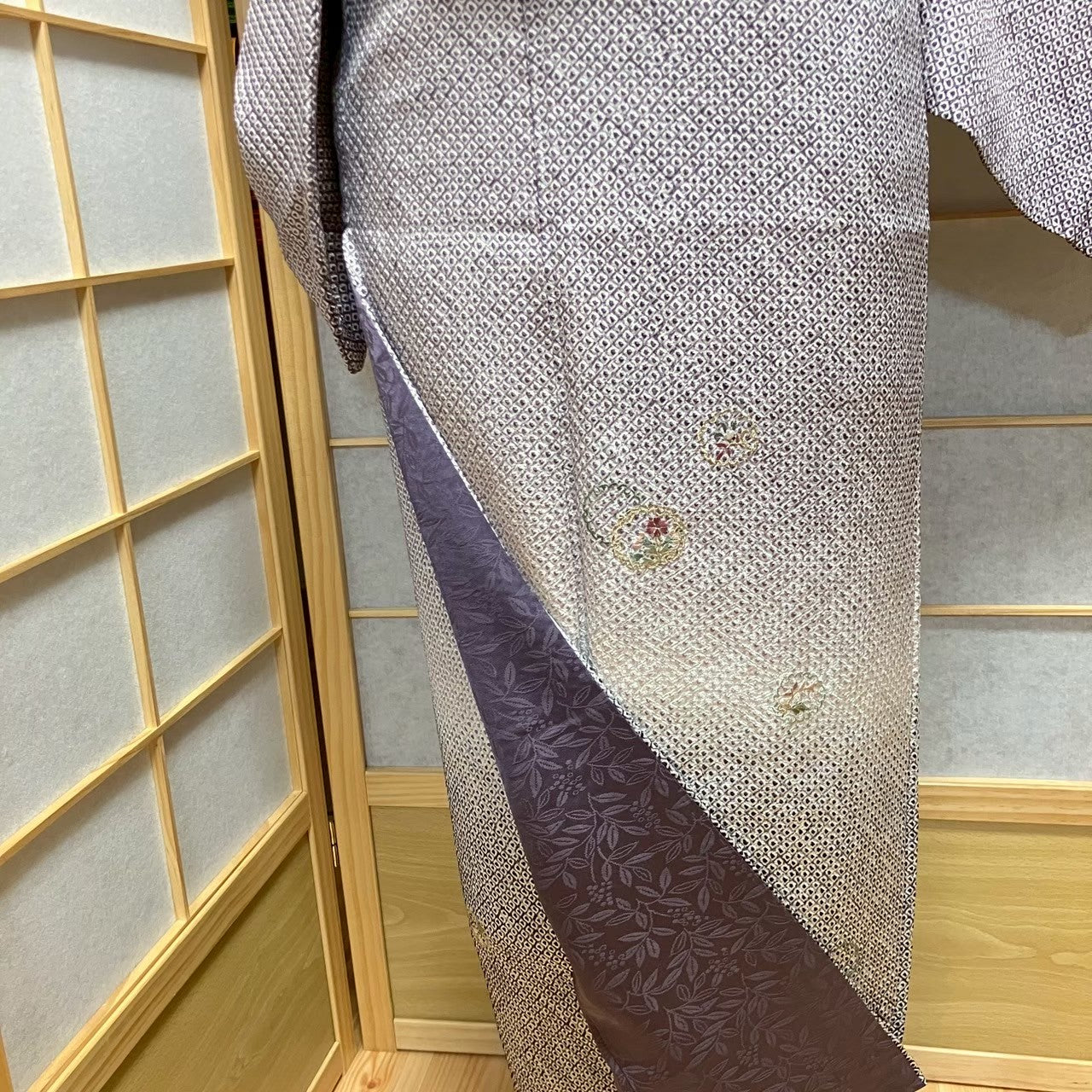 6118# Japanese Kimono Vintage Womens Silk Fabric Robe Kimono only sold Shibori