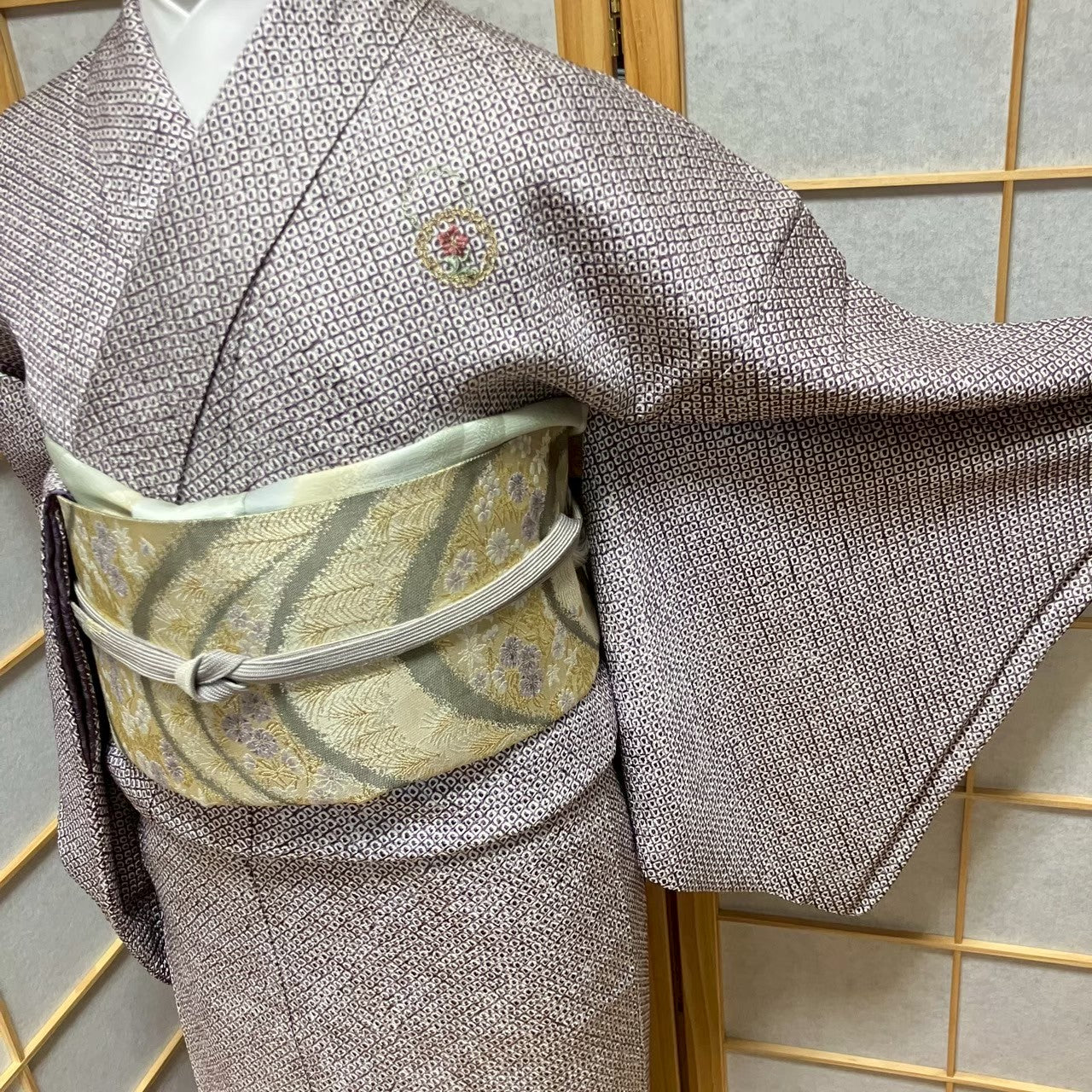 6118# Japanese Kimono Vintage Womens Silk Fabric Robe Kimono only sold Shibori